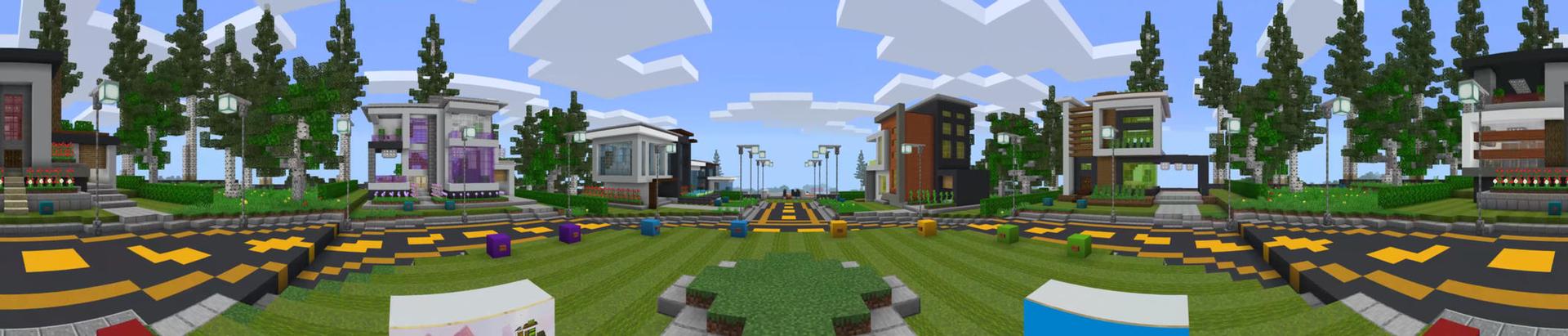 Panorama of the Minecraft Bedrock Marketplace product Learn to Build: Modern created by Entity Builds.