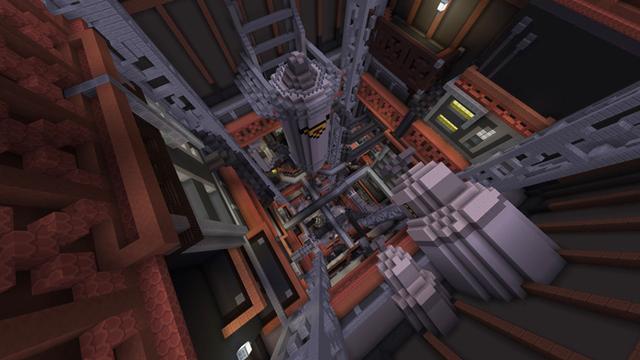 Screenshot of the Minecraft Bedrock Marketplace product City Dropper 2047 created by Everbloom Games.