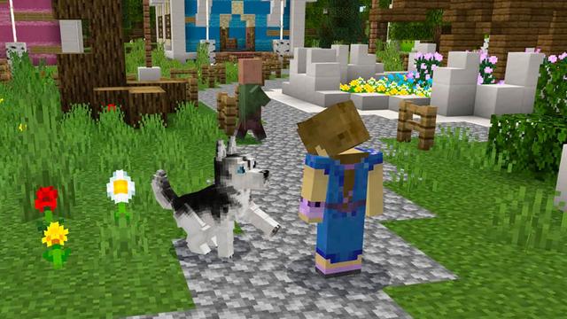 Screenshot of the Minecraft Bedrock Marketplace product Pets: Dogs created by Everbloom Games.