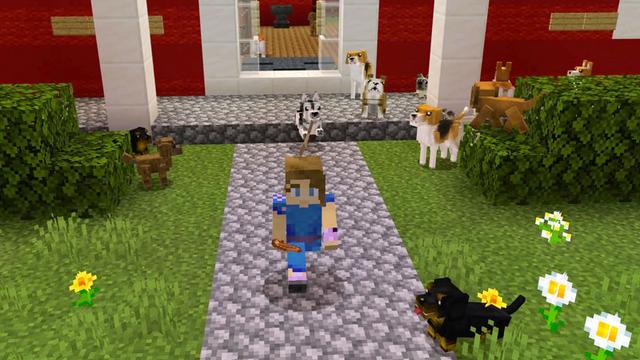 Screenshot of the Minecraft Bedrock Marketplace product Pets: Dogs created by Everbloom Games.