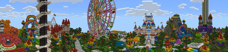 Panorama of the Minecraft Bedrock Marketplace product Rainbow Park created by Everbloom Games.