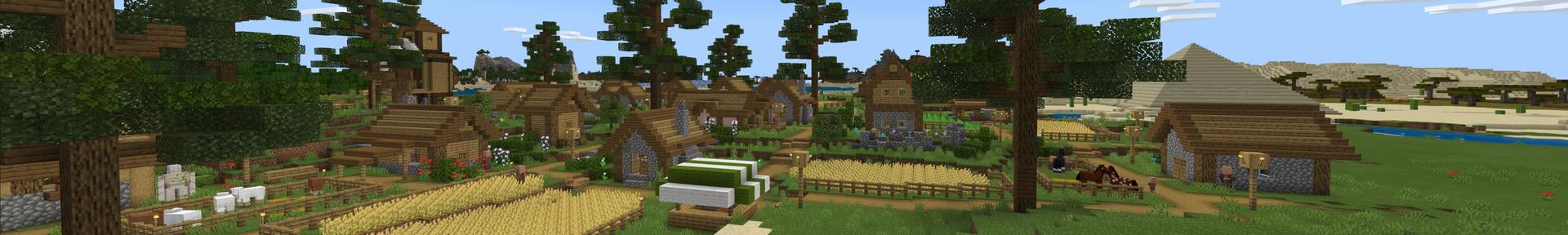 Panorama of the Minecraft Bedrock Marketplace product Advanced Village created by Fall Studios.