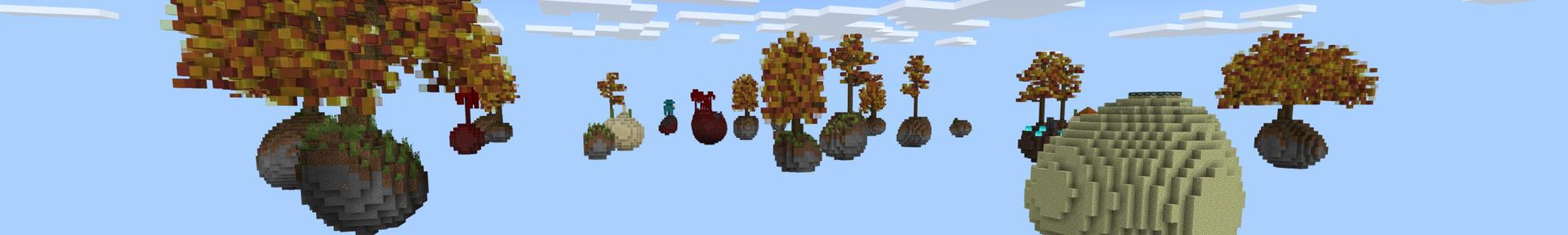 Panorama of the Minecraft Bedrock Marketplace product Autumn Skyblock created by Fall Studios.