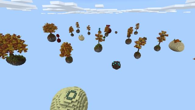 Screenshot of the Minecraft Bedrock Marketplace product Autumn Skyblock created by Fall Studios.