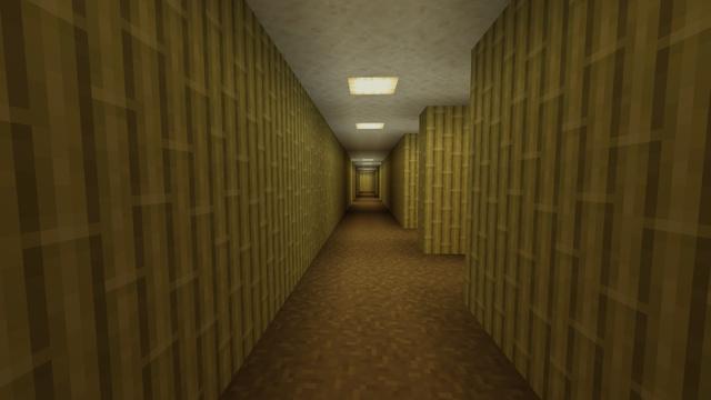 Screenshot of the Minecraft Bedrock Marketplace product Backrooms Maze created by Fall Studios.