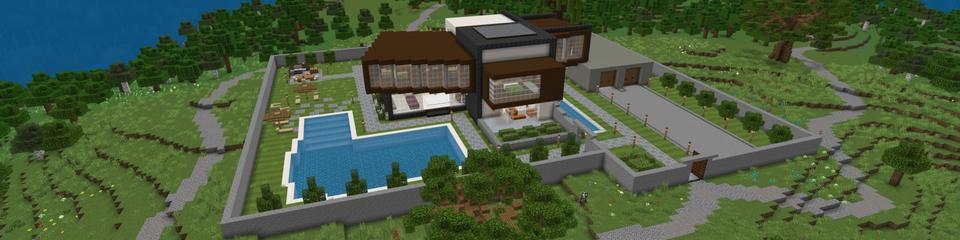Panorama of the Minecraft Bedrock Marketplace product Billionaire's Mansion created by Fall Studios.