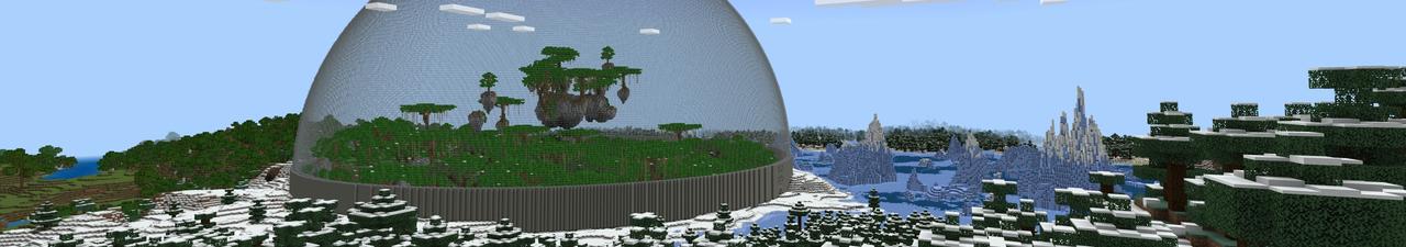 Panorama of the Minecraft Bedrock Marketplace product BioDome Adventure created by Fall Studios.