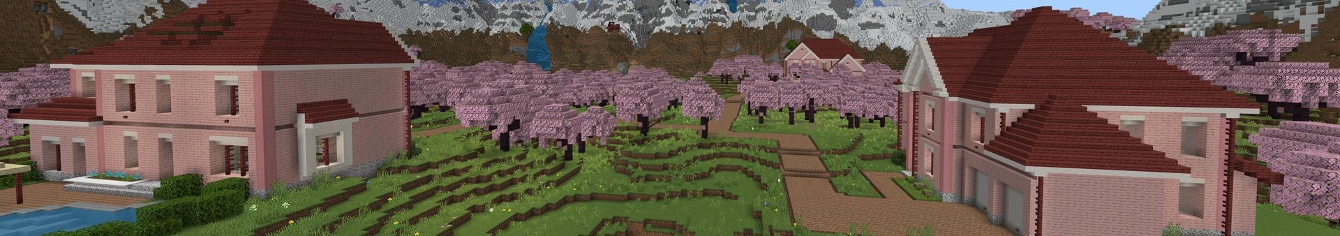 Panorama of the Minecraft Bedrock Marketplace product Cherry Blossom Mansion created by Fall Studios.