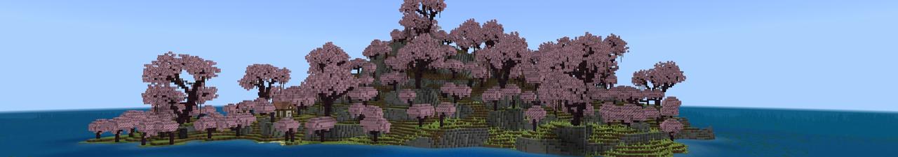 Panorama of the Minecraft Bedrock Marketplace product Cherry Island created by Fall Studios.
