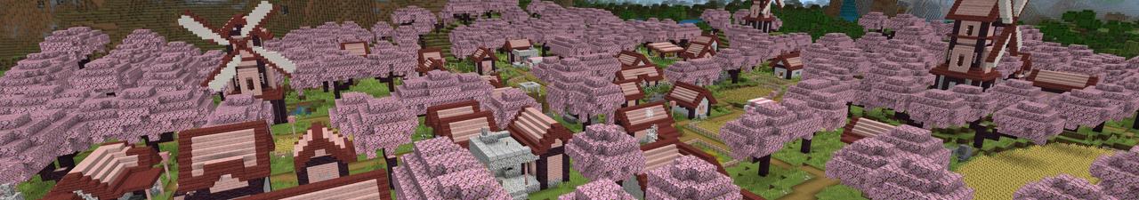 Panorama of the Minecraft Bedrock Marketplace product Cherry Village created by Fall Studios.