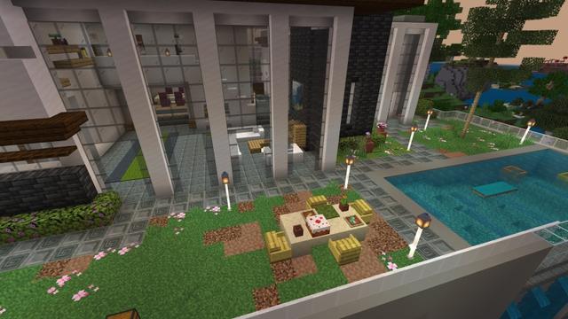 Screenshot of the Minecraft Bedrock Marketplace product Cliff Mansion created by Fall Studios.