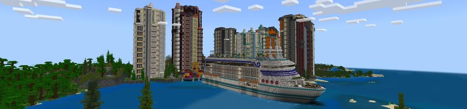 Panorama of the Minecraft Bedrock Marketplace product Cruise City created by Fall Studios.