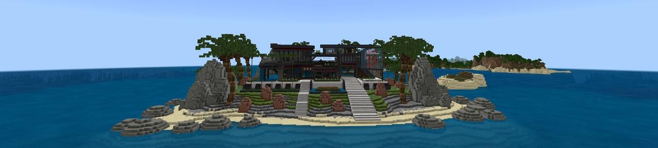 Panorama of the Minecraft Bedrock Marketplace product Cyber Mansion created by Fall Studios.