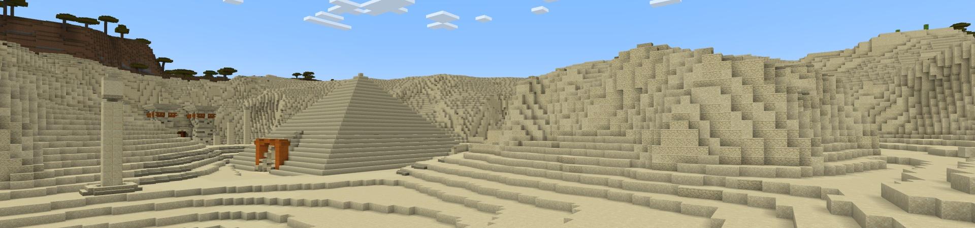 Panorama of the Minecraft Bedrock Marketplace product Desert Valley created by Fall Studios.