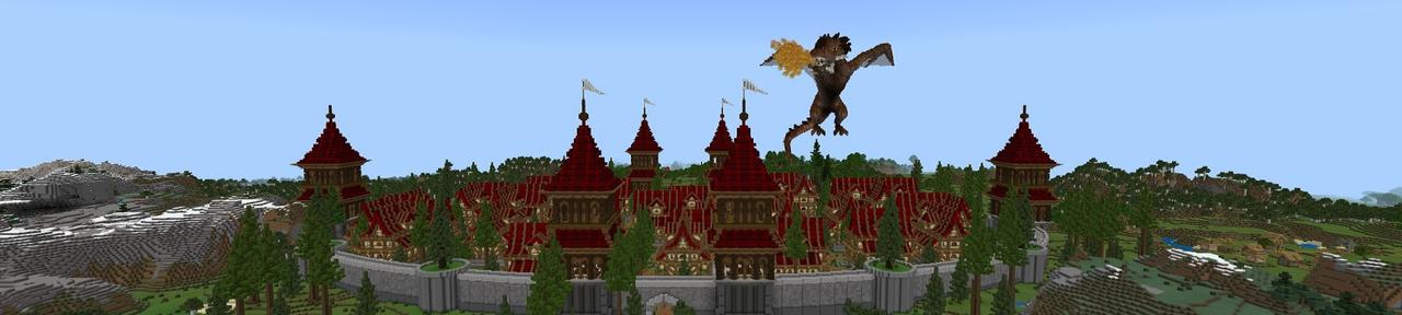 Panorama of the Minecraft Bedrock Marketplace product Dragon Fortress created by Fall Studios.