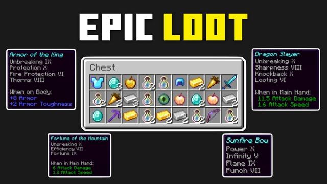 Thumbnail of the Minecraft Bedrock Marketplace product Epic Loot created by Fall Studios.