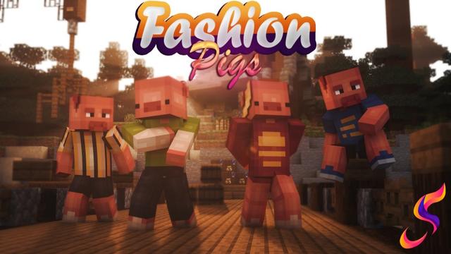 Thumbnail of the Minecraft Bedrock Marketplace product Fashion Pigs created by Fall Studios.