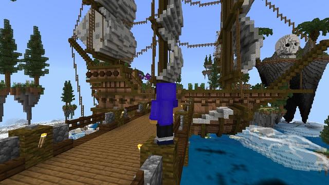Screenshot of the Minecraft Bedrock Marketplace product Flying Pirate Boats created by Fall Studios.