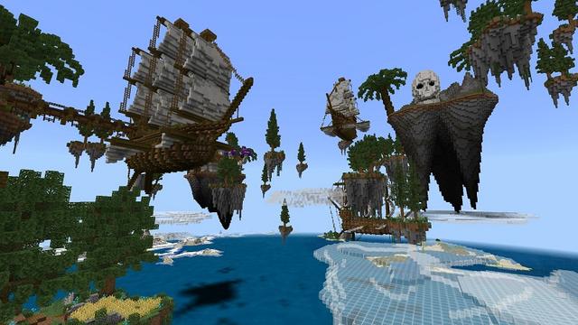 Screenshot of the Minecraft Bedrock Marketplace product Flying Pirate Boats created by Fall Studios.