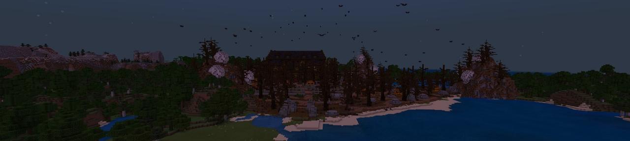 Panorama of the Minecraft Bedrock Marketplace product Ghost Mansion created by Fall Studios.