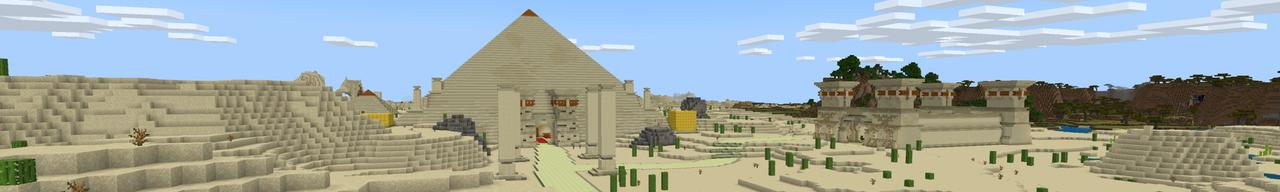 Panorama of the Minecraft Bedrock Marketplace product Gold Pyramid Base created by Fall Studios.