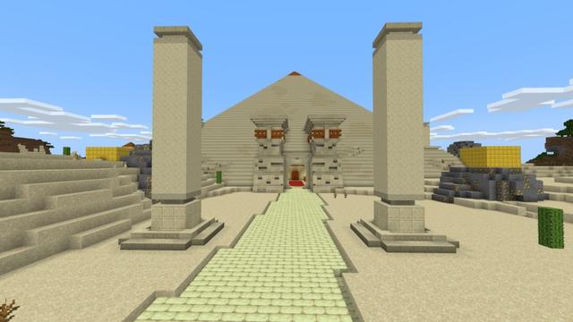Screenshot of the Minecraft Bedrock Marketplace product Gold Pyramid Base created by Fall Studios.