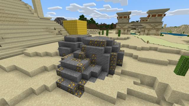 Screenshot of the Minecraft Bedrock Marketplace product Gold Pyramid Base created by Fall Studios.