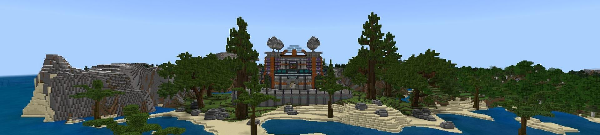 Panorama of the Minecraft Bedrock Marketplace product Hacker Mansion created by Fall Studios.