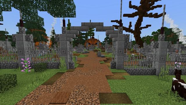 Screenshot of the Minecraft Bedrock Marketplace product Halloween Village! created by Fall Studios.
