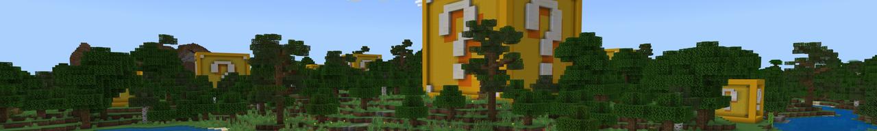 Panorama of the Minecraft Bedrock Marketplace product How to live in a Lucky Block created by Fall Studios.