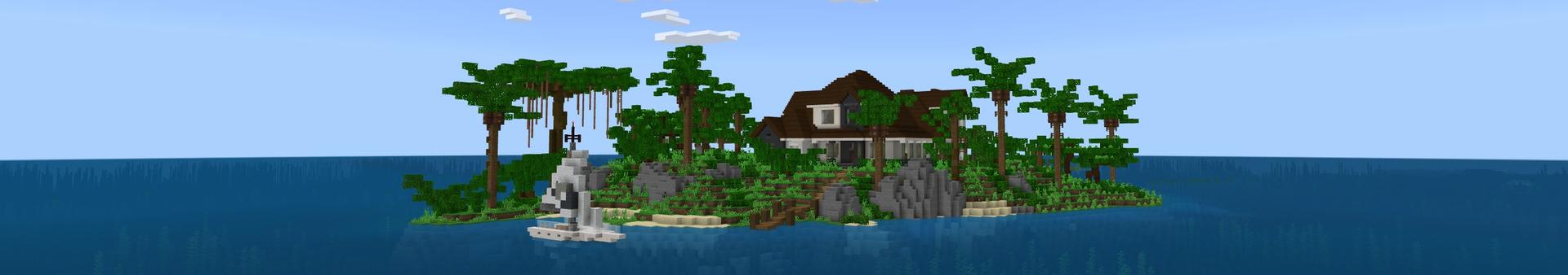 Panorama of the Minecraft Bedrock Marketplace product Island Mansion created by Fall Studios.