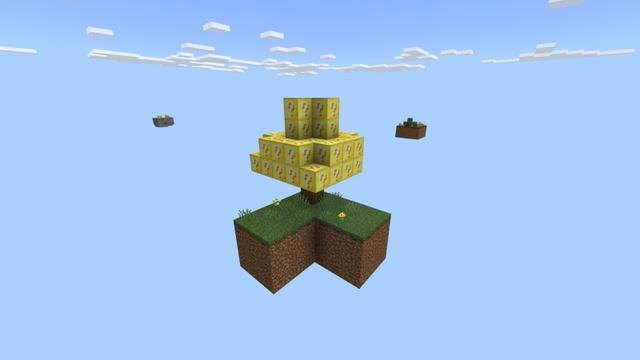 Screenshot of the Minecraft Bedrock Marketplace product Lucky Block Skyblock created by Fall Studios.