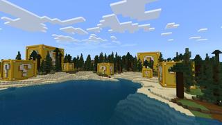 Screenshot of the Minecraft Bedrock Marketplace product Lucky Block World created by Fall Studios.