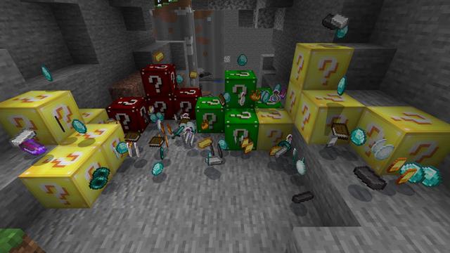 Screenshot of the Minecraft Bedrock Marketplace product Lucky Blocks Chunk Challenge created by Fall Studios.