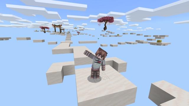 Screenshot of the Minecraft Bedrock Marketplace product Lucky Blocks Parkour created by Fall Studios.
