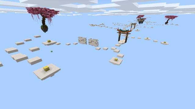 Screenshot of the Minecraft Bedrock Marketplace product Lucky Blocks Parkour created by Fall Studios.