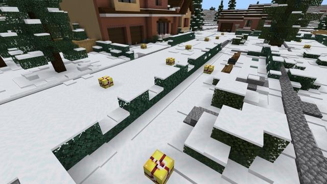 Screenshot of the Minecraft Bedrock Marketplace product Lucky Blocks Presents created by Fall Studios.