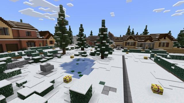 Screenshot of the Minecraft Bedrock Marketplace product Lucky Blocks Presents created by Fall Studios.