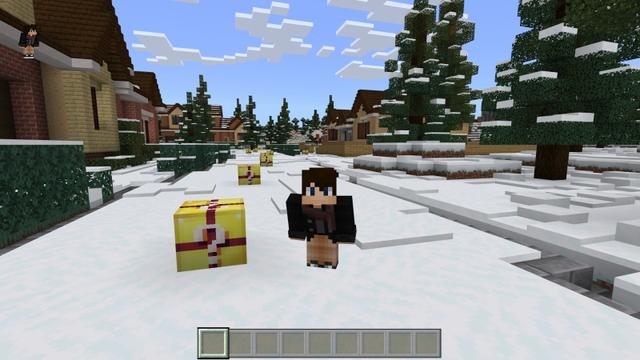 Screenshot of the Minecraft Bedrock Marketplace product Lucky Blocks Presents created by Fall Studios.