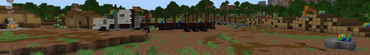 Panorama of the Minecraft Bedrock Marketplace product Lucky Blocks Rainbow created by Fall Studios.
