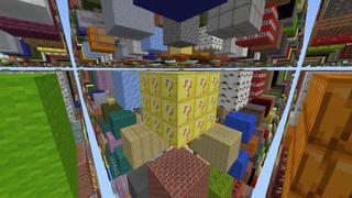 Screenshot of the Minecraft Bedrock Marketplace product Lucky Blocks Sky Grid created by Fall Studios.