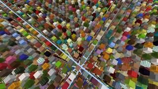 Screenshot of the Minecraft Bedrock Marketplace product Lucky Blocks Sky Grid created by Fall Studios.