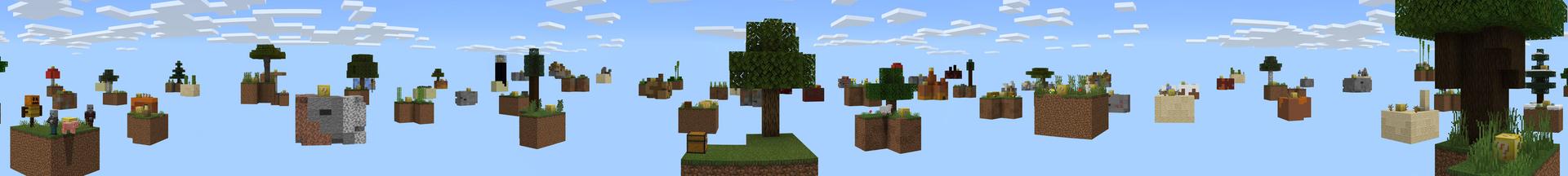 Panorama of the Minecraft Bedrock Marketplace product Lucky Blocks Skyblock created by Fall Studios.