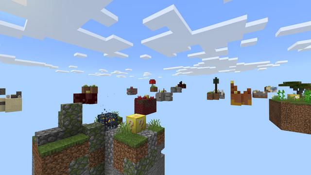 Screenshot of the Minecraft Bedrock Marketplace product Lucky Blocks Skyblock created by Fall Studios.