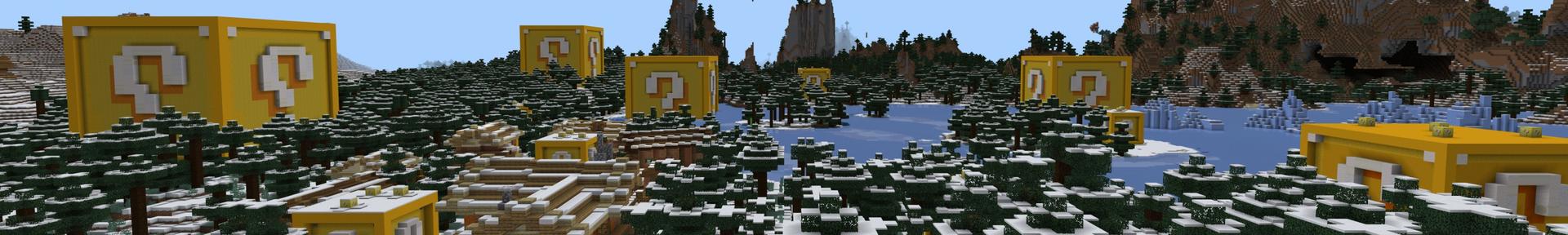 Panorama of the Minecraft Bedrock Marketplace product Lucky Blocks Winter created by Fall Studios.