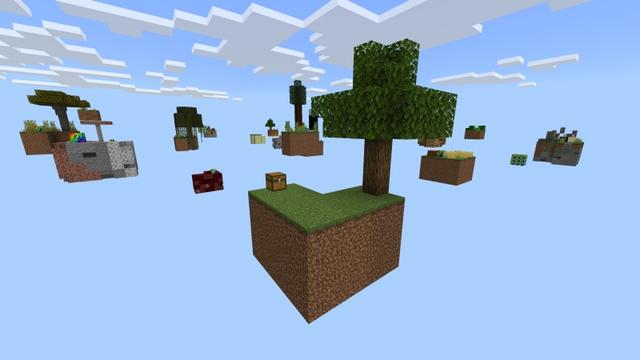 Screenshot of the Minecraft Bedrock Marketplace product Lucky Rainbow Skyblock created by Fall Studios.