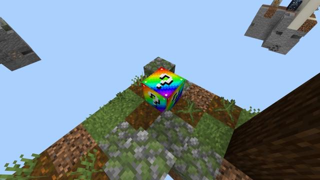 Screenshot of the Minecraft Bedrock Marketplace product Lucky Rainbow Skyblock created by Fall Studios.