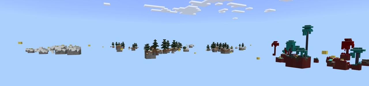 Panorama of the Minecraft Bedrock Marketplace product Lucky Winter Skyblock created by Fall Studios.