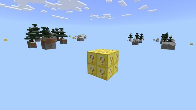 Screenshot of the Minecraft Bedrock Marketplace product Lucky Winter Skyblock created by Fall Studios.