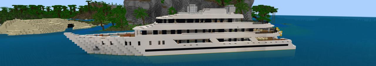 Panorama of the Minecraft Bedrock Marketplace product Luxury Yacht created by Fall Studios.